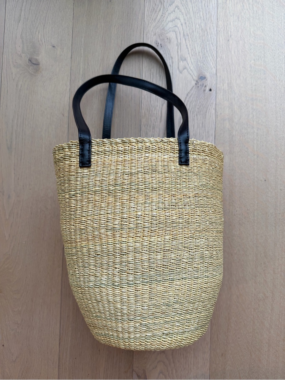 bembien Woven Straw Basket Tote in Tan -